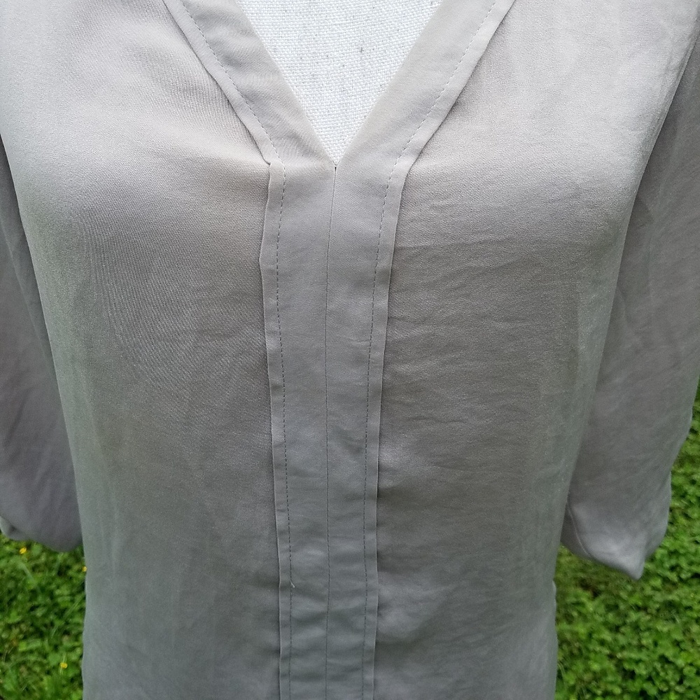 Zara Basic Studded Shoulder V Neck Blouse Xs - image 7